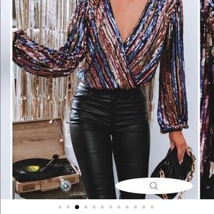 Vici sights set on you sequin drape bodysuit